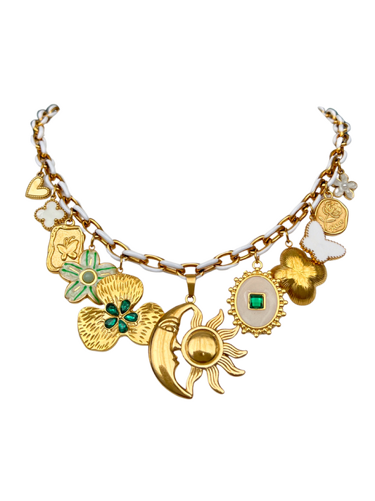 MYSTIC FLORA MULTI CHARM NECKLACE